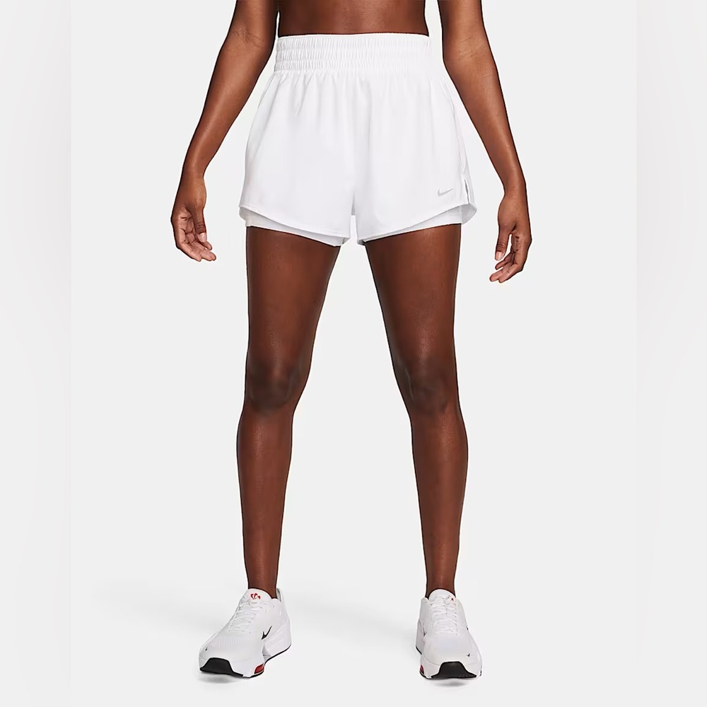 NWT NIKE SIZE XS Women's Dri-FIT High-Waisted 3" 2-in-1 Shorts WHITE DX6016-100